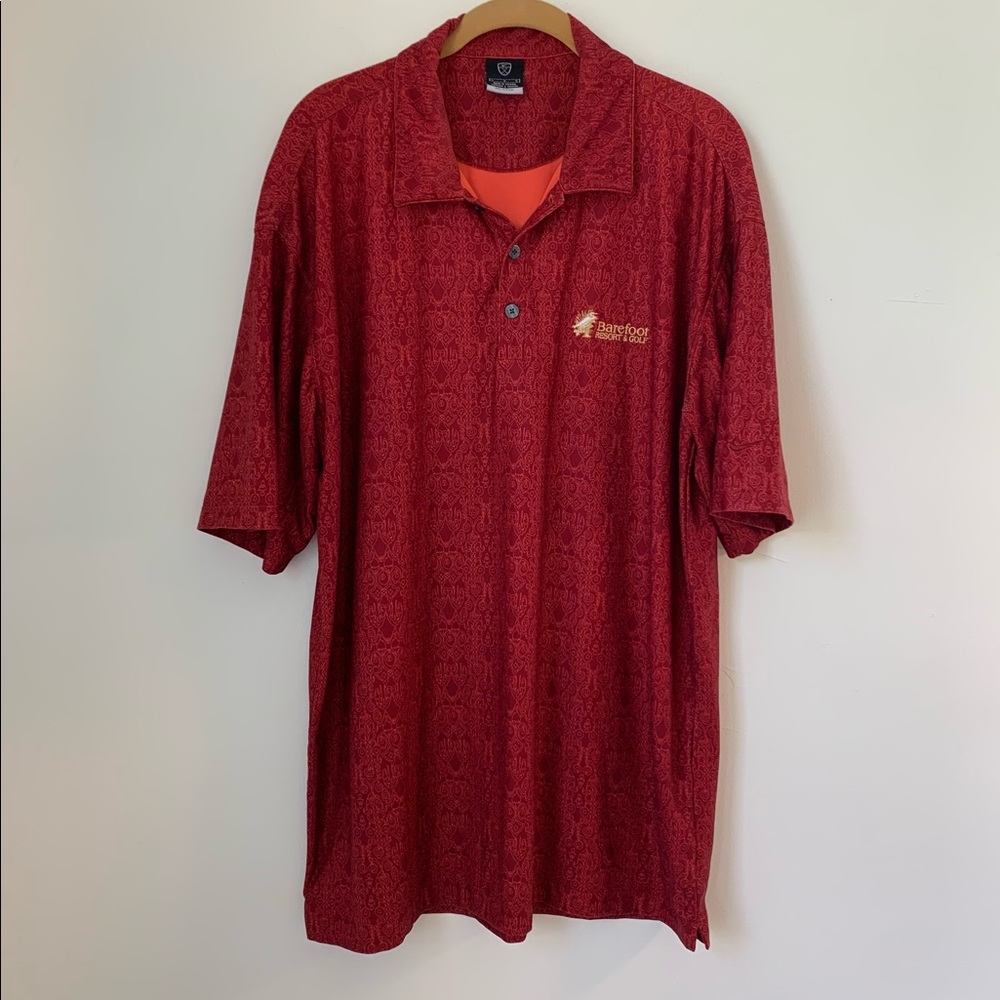 Nike Golf Dri-Fit UV Polo Shirt Men’s Large Maroon & Orange Barefoot Resort